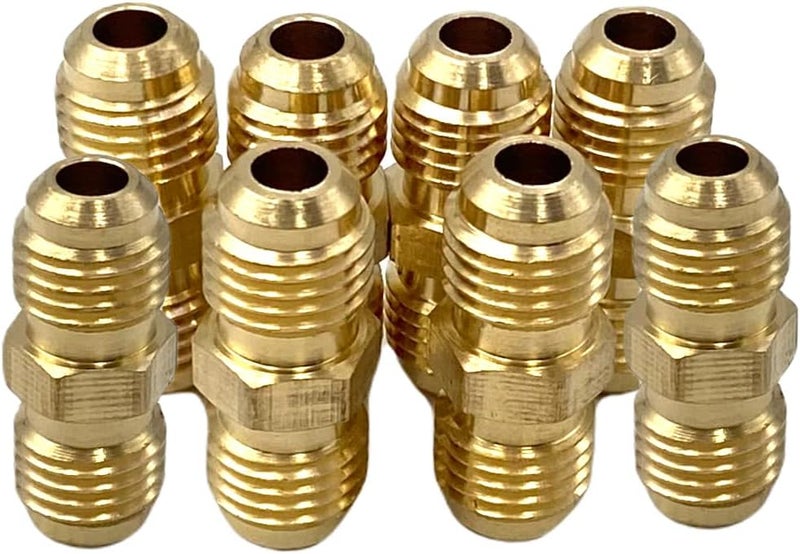 Bumugufu 8 قطع 1/4" تركيبات أنبوب توصيل فليير، موصل 1/4" ذكر x 1/4" ذكر لخط الغاز الطبيعي، خط البروبان في المركبات الترفيهية وتكييف الهواء - Image 1
